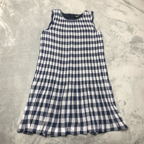 NWT DKNY S/L Pleated Gingham Dress - Picture 2 of 6